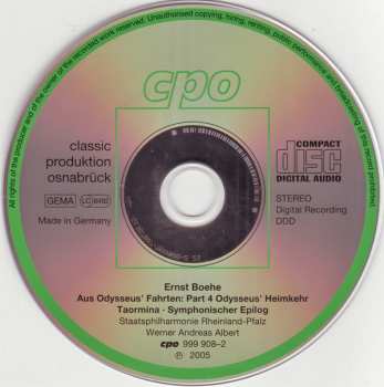 CD Ernst Boehe: Aus Odysseus' Fahrten (Symphonic Poems Vol. 2)