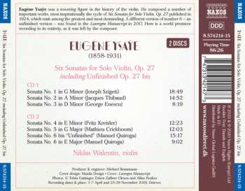2CD Eugene Ysaye: Six Sonatas For Solo Violin, Op. 27 Including Unfinished Op. 27bis