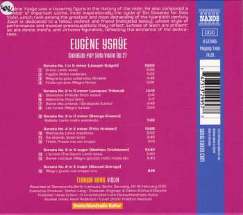 CD Tianwa Yang: Sonatas For Solo Violin Op. 27