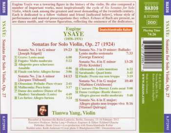 CD Tianwa Yang: Sonatas For Solo Violin Op. 27