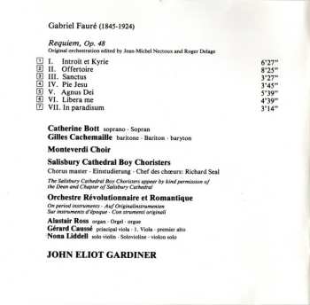 CD John Eliot Gardiner: Requiem (Original Orchestration) - Choral Works = Œuvres Chorales: Debussy - Saint-Saëns - Ravel - Fauré