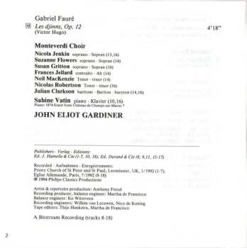 CD John Eliot Gardiner: Requiem (Original Orchestration) - Choral Works = Œuvres Chorales: Debussy - Saint-Saëns - Ravel - Fauré