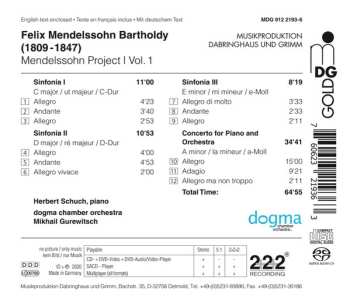 SACD Felix Mendelssohn-Bartholdy: Mendelssohn Project I Volume 1: Streichersymphonien Nr. 1-3; Klavierkonzert A-Moll
