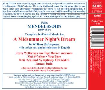 CD Felix Mendelssohn-Bartholdy: A Midsummer Night's Dream