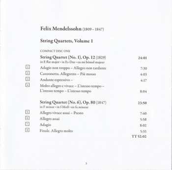 CD Felix Mendelssohn-Bartholdy: String Quartets | Vol. One (In E Flat Major, Op. 12 / In E Flat Major, Op. 44 No. 3 / In F Minor, Op. 80)