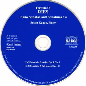 CD Ferdinand Ries: Piano Sonatas And Sonatinas • 4