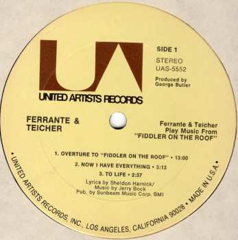 LP Ferrante & Teicher: Play Music From "Fiddler On The Roof"