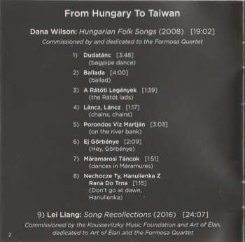 CD Formosa Quartet: From Hungary To Taiwan