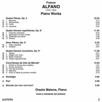 CD Franco Alfano: Piano Works