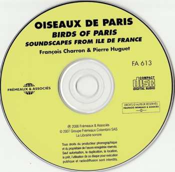 CD Pierre Huguet: Oiseaux de Paris - Birds of Paris / Soundscapes from Ile de Paris