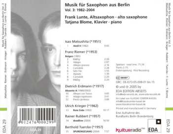 CD Tatjana Blome: Musik Für Saxophon Aus Berlin Vol. 3: 1982-2004
