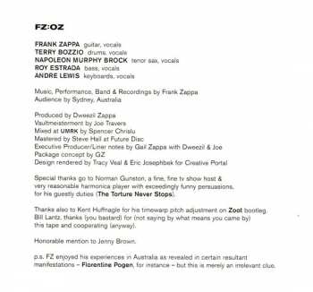 2CD Frank Zappa: FZ:OZ