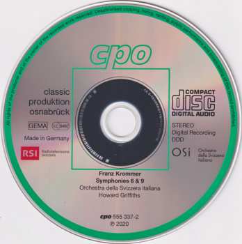 CD František Vincenc Kramář - Krommer: Symphonies 6 & 9