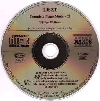 CD Franz Liszt: Etudes: Gnomenreigen • Waldesrauschen • Etudes De Concert