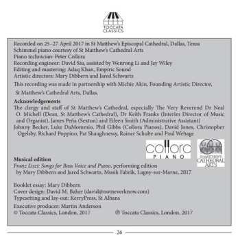 CD Franz Liszt: Songs For Bass Voice And Piano