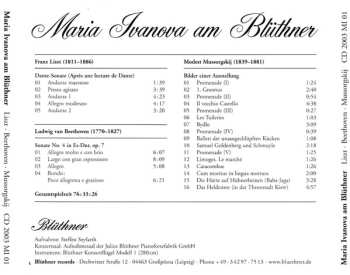 CD Ludwig van Beethoven: Maria Ivanova Am Blüthner