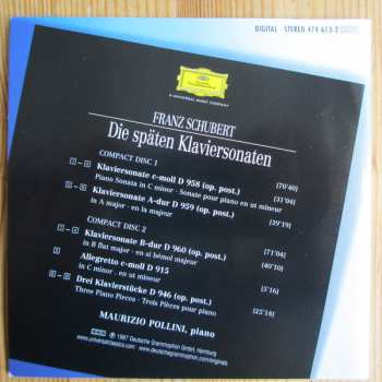 2CD Franz Schubert: Die Späten Klaviersonaten = The Late Piano Sonatas (D 958 • 959 • 960) / 3 Klavierstücke D 946 / Allegretto D 915