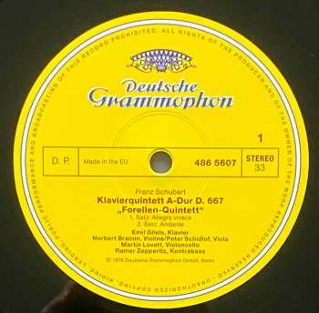 LP Franz Schubert: Forellenquintett • Trout Quintet • Quintetto »La Trota«