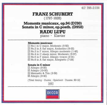 CD Franz Schubert: Moments Musicaux, D780 / Piano Sonata In C Minor, D958