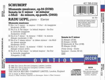 CD Franz Schubert: Moments Musicaux, D780 / Piano Sonata In C Minor, D958