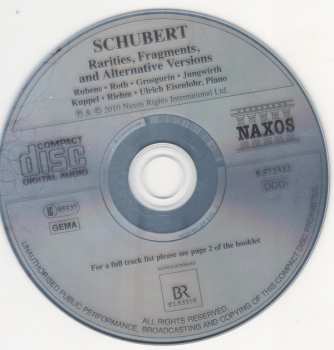 CD Franz Schubert: Rarities, Fragments, And Alternative Versions