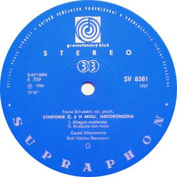 LP Franz Schubert: Symfonie Č.  3.8 Nedokončená