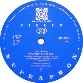 LP Franz Schubert: Symfonie Č.  3.8 Nedokončená
