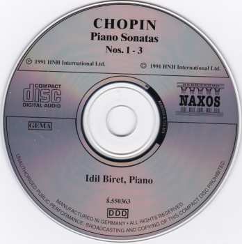 CD Frédéric Chopin: Piano Sonatas No.1, Op. 4 • No. 2, Op. 35 • No. 3, Op. 58