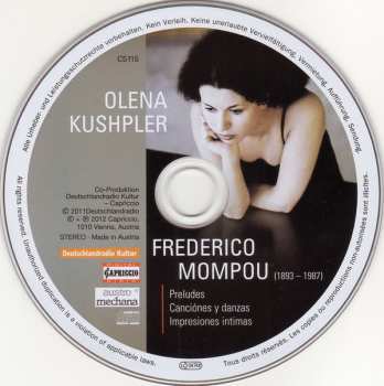 CD Frederic Mompou: Preludes, Canciónes Y Danzas, Impresiones Intimas