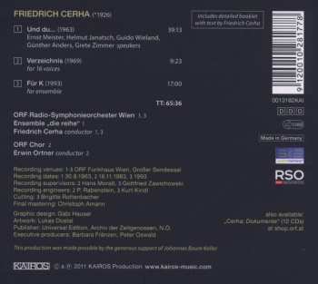 CD ORF Radio-Symphonieorchester Wien: Und Du... Verzeichnis Für K