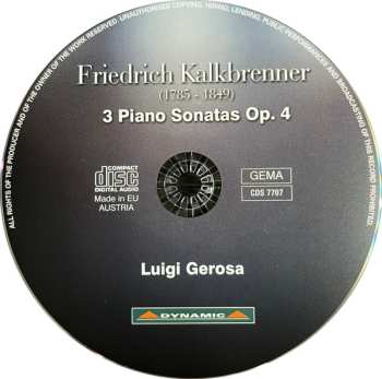 CD Friedrich Kalkbrenner: 3 Piano Sonatas Op.4