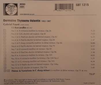 CD Gabriel Fauré: 13 Barcarolles · Thème & Variations