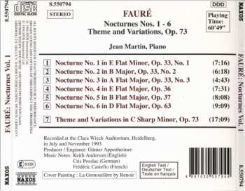 CD Gabriel Fauré: Nocturnes Nos. 1-6 / Theme And Variations, Op. 73