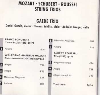 CD Wolfgang Amadeus Mozart: Gaede Trio - Mozart ∙ Schubert ∙ Roussel