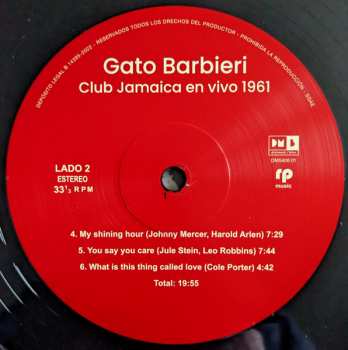 LP Gato Barbieri: Club Jamaica Buenos Aires En Vivo - 1961