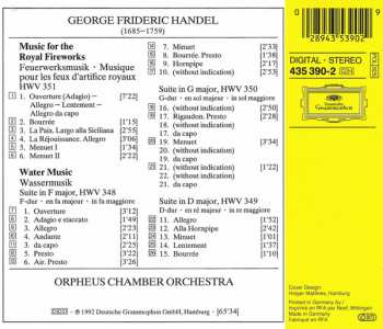 CD Georg Friedrich Händel: Water Music · Wassermusik · Music For The Royal Fireworks