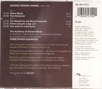 2CD Georg Friedrich Händel: Water Music [Wassermusik] / The Musick For The Royal Fireworks [Feuerwerksmusik] / Concerti A Due Cori / The Alchymist