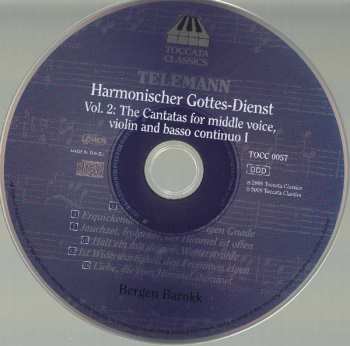CD Georg Philipp Telemann: Harmonischer Gottes-Dienst, Vol. 2: The Cantatas For Middle Voice, Violin And Basso Continuo I