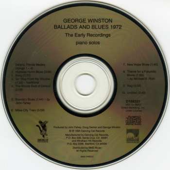 CD George Winston: Ballads And Blues 1972 (The Early Recordings Piano Solos)