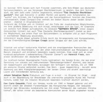 CD German Brass: Das Deutsche Blechbläserquintett (Solobläser Deutscher Spitzenorchester)