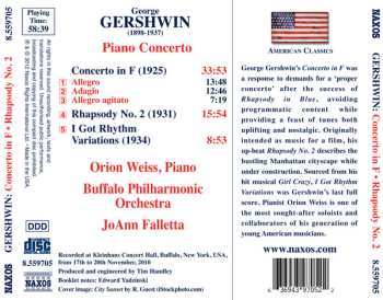CD George Gershwin: Concerto In F (Rhapsody No. 2 I Got Rhythm Variations)