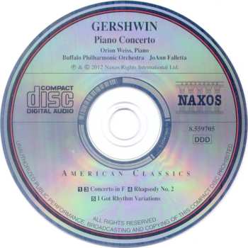 CD George Gershwin: Concerto In F (Rhapsody No. 2 I Got Rhythm Variations)