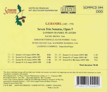 CD Georg Friedrich Händel: Seven Trio Sonatas, Opus 5