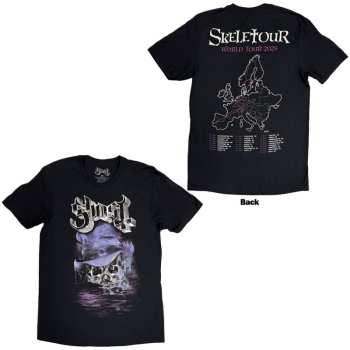 Marchandises Ghost: Ghost Unisex T-shirt: Skeletour Admat '25 Tour Dates (black) (back Print) (small) S