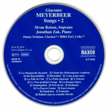 CD Giacomo Meyerbeer: Songs • 2