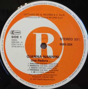 LP Gianna Nannini: Una Radura ...