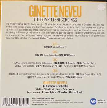 4CD/Coffret Ginette Neveu: The Complete Recordings