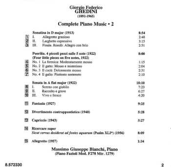 CD Giorgio Federico Ghedini: Complete Piano Music 2 - Sonata • Divertimento Contrappuntistico • Ricercare