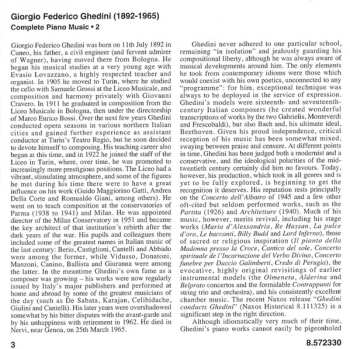 CD Giorgio Federico Ghedini: Complete Piano Music 2 - Sonata • Divertimento Contrappuntistico • Ricercare