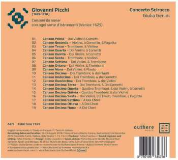 CD Giovanni Picchi: Canzoni Da Sonar Con Ogni Sorte D'Istromenti